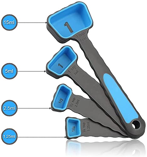 Collapsible Measuring Cups and Measuring Spoons - Portable Food Grade  Silicone for Liquid & Dry Measuring, Blue