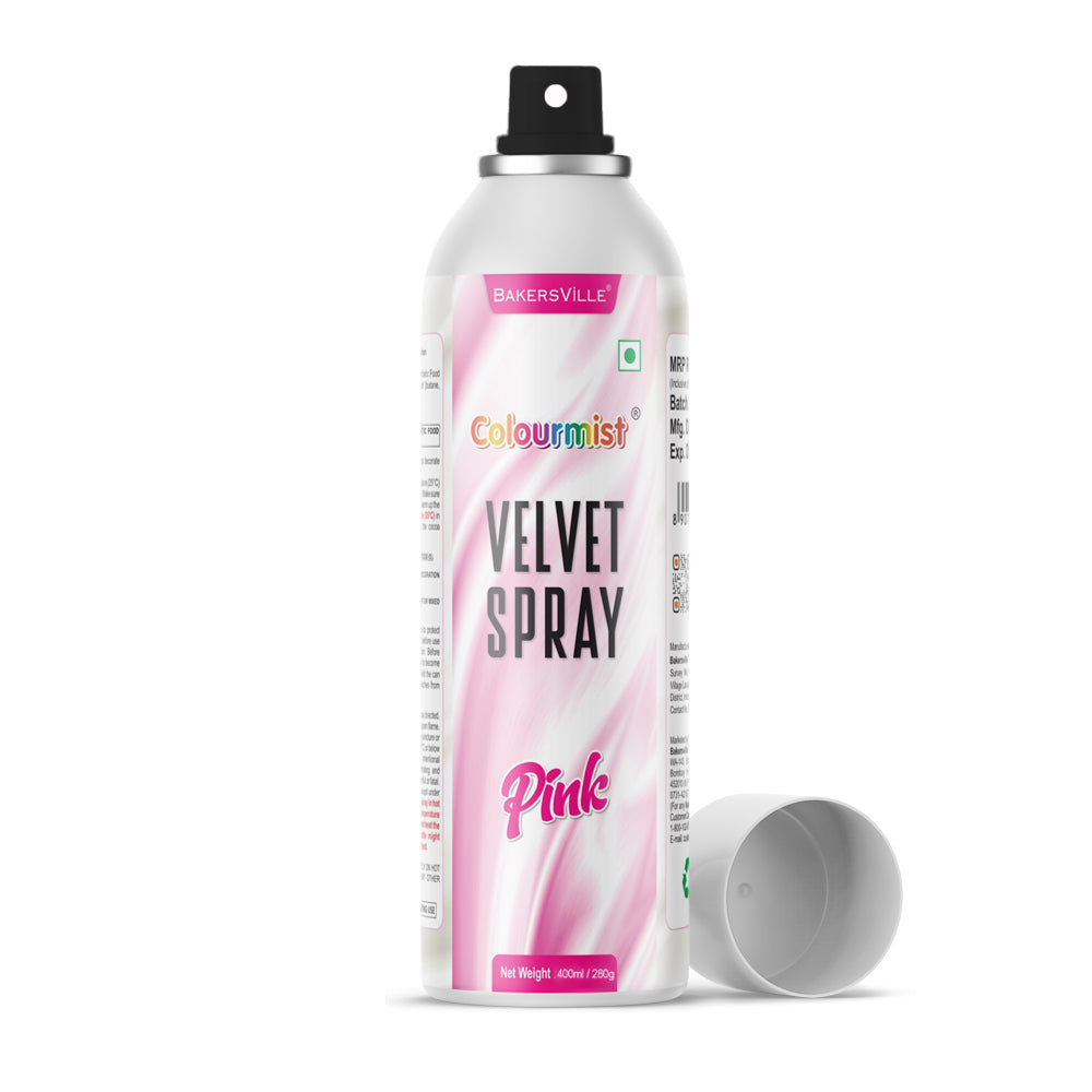 Colourmist Velvet Spray ( Pink ), 400ml | Premium Cocoa Velvet Butter Spray Color for Frozen Dessets & Cakes | ( Pink ) | 400ml