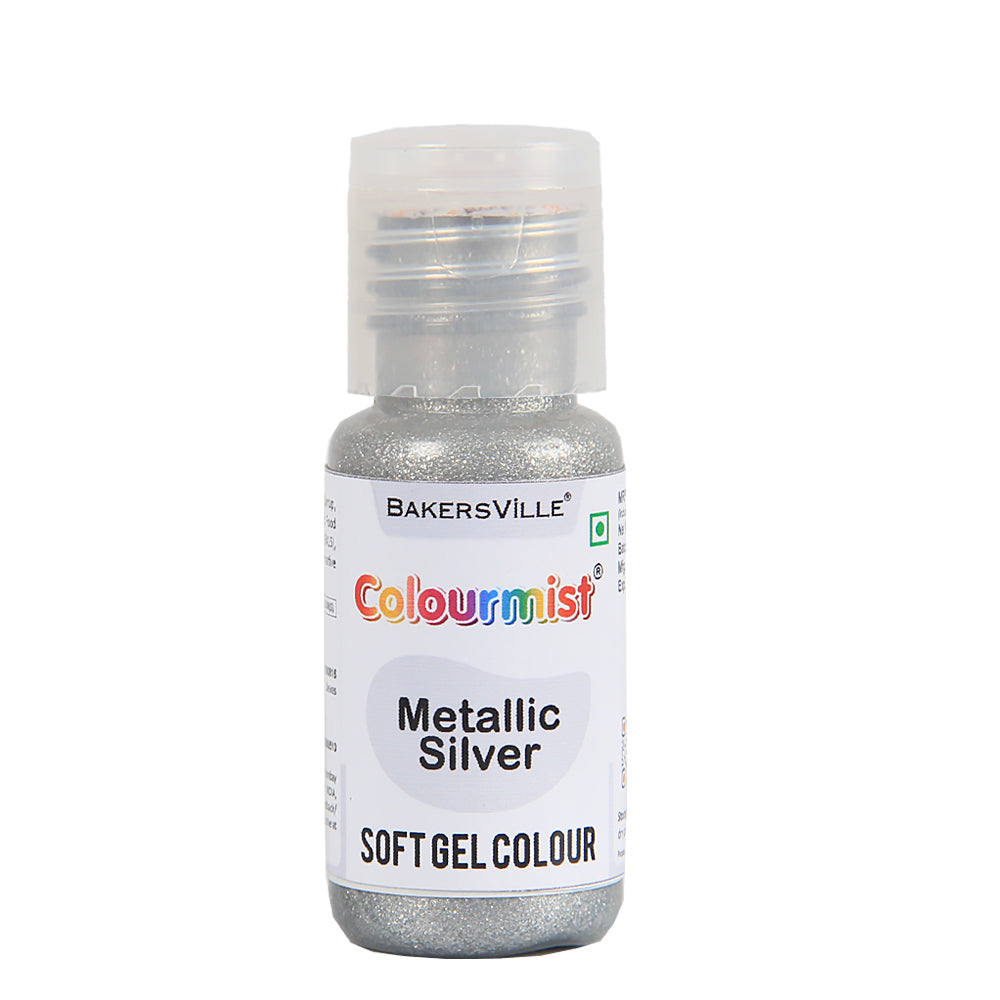 Colourmist Soft Gel Paste Food Color, ( Metallic Silver ), 20g | Edible Gel Colour For Fondant / Dessert / Baking |