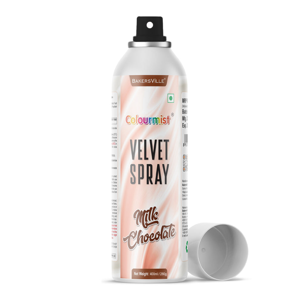 Colourmist Velvet Spray ( Milk Chocolate ), 400ml | Premium Cocoa Velvet Butter Spray Color for Frozen Dessets & Cakes | ( Milk Chocolate ) | 400ml