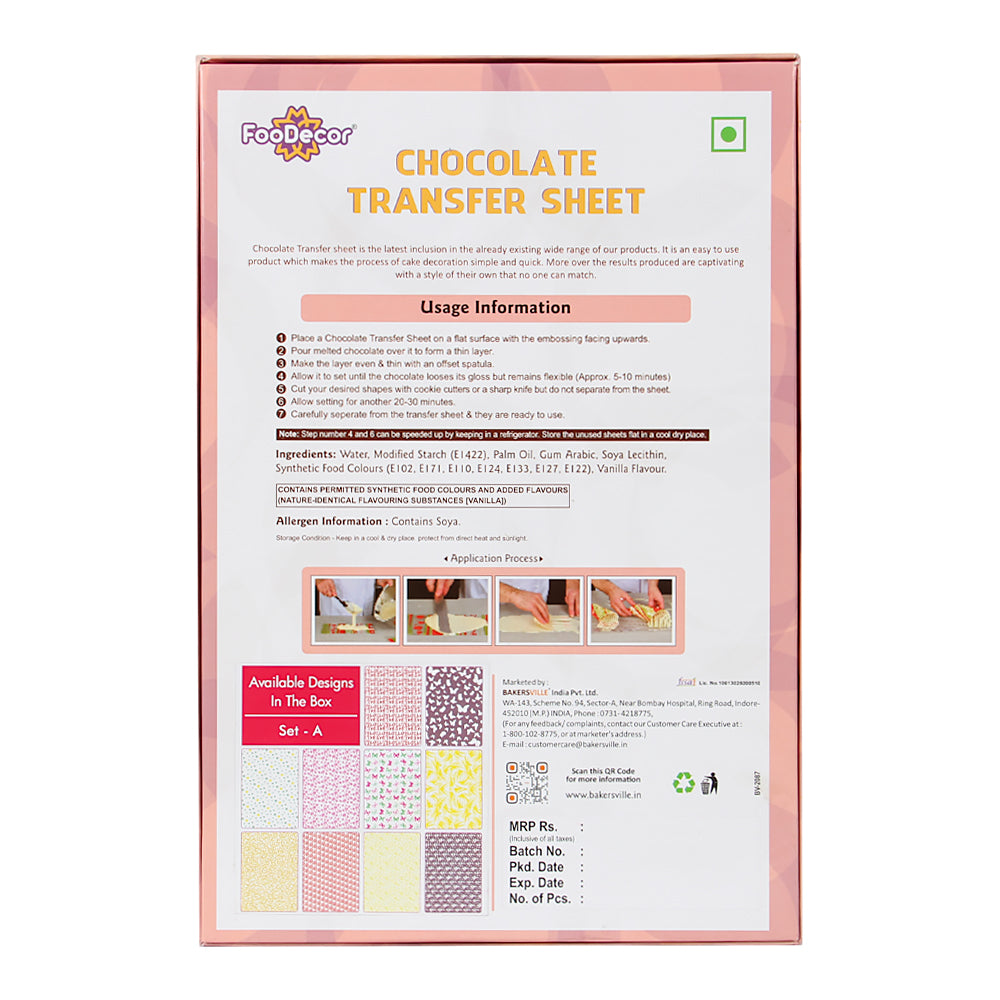 PCB Chocolate Transfer Sheet: Marrakech Design. Pack of 2 Sheets,pink