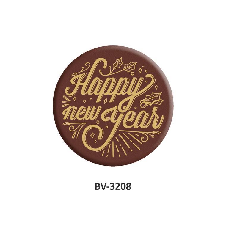 Foodecor Happy New Year Decorative Transfer Mould Round Shape  - BV 3208