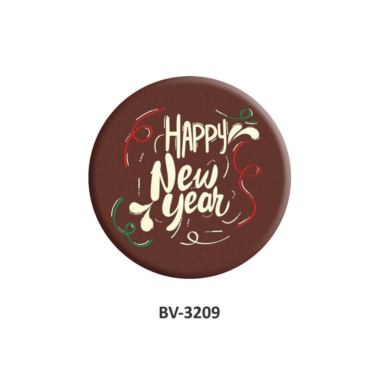 Foodecor Happy New Year Decorative Transfer Mould Round Shape  - BV 3209